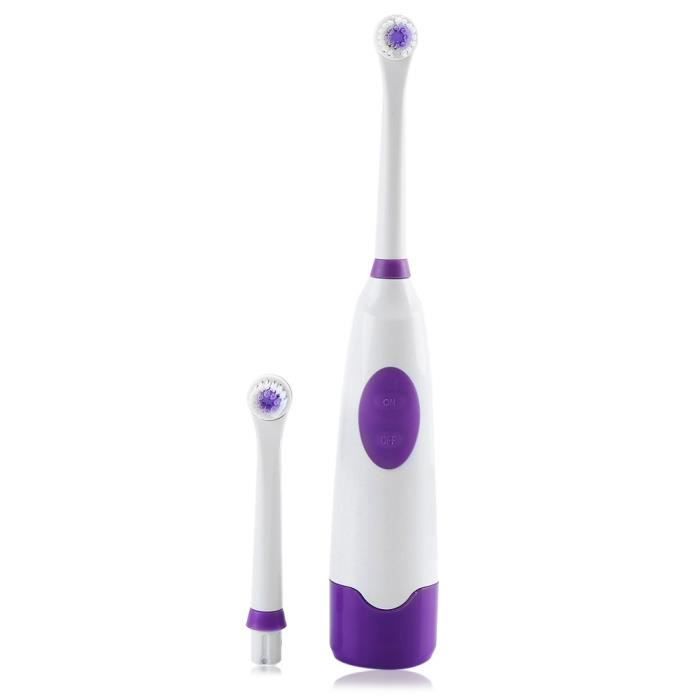 Brosse à dents électrique - HIGH-TECH & BIEN-ETRE - Souple - Violet - Oscillant-rotatif - 2 têtes de brosse