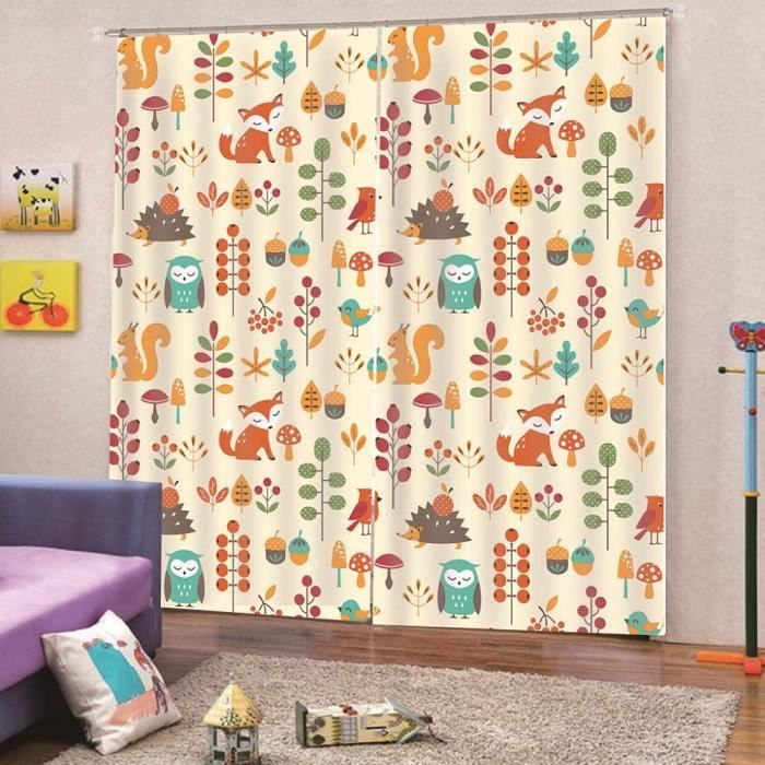 Rideaux Occultants Jungle Enfants – Motifs Animaux Safari, Lot De 2, 140x240 Cm, Idéal Chambre Ou Salon