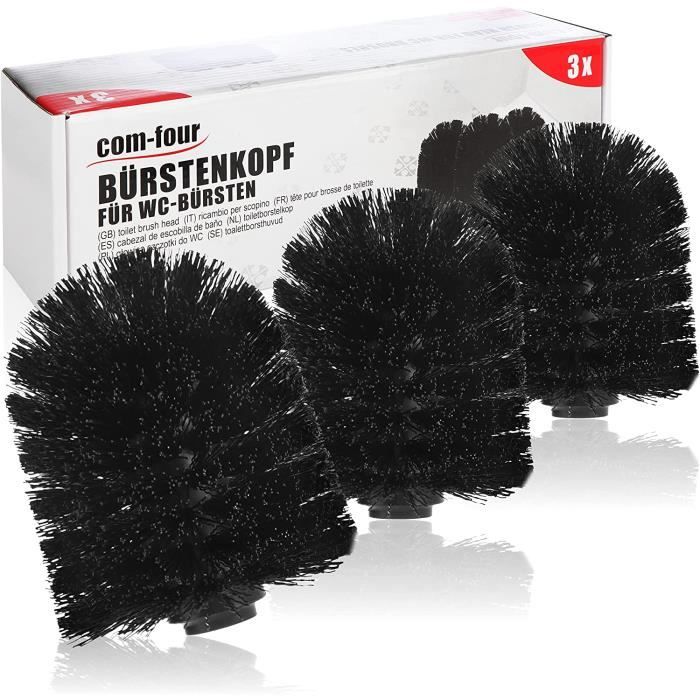 3 Têtes De Rechange Pour Brosse De Toilettes - Noir 8.5x9cm - Filetage 12mm