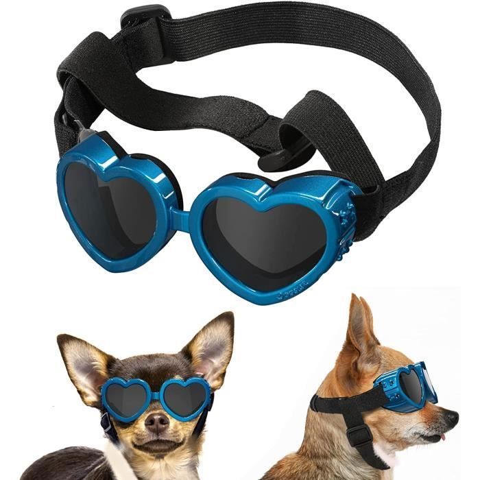 Comparer les prix de Lunettes Pour Chien En Forme De Cœur, Lunettes Coupe-vent De Protection UV Pour Petits Et Moyens Chiens,Bleu