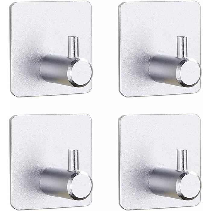 Lot De 4 Crochets Muraux Adhésifs Robustes – Pour Porte, Salle De Bain, Cuisine, Sans Perçage