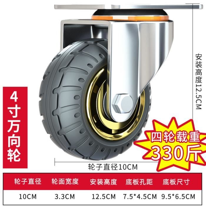 RRIUTO Roulette Pivotante Avec Frein 125 Mm, 4 Roulettes Pour Meubles Roulettes Charge Lourde Roue Plaques Industrielles Transport, Max 800KG (32 Vis Incluses