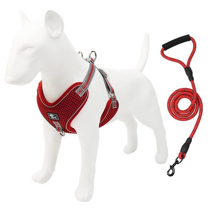 XXL rouge Harnais de gilet pour grand chien Golden Retriever, ensemble de harnais