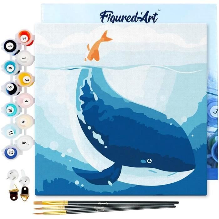 Figured'Art Peinture par Numéro Adulte Bulldog Pop Art - Activité Manuelle Kit de Loisir Créatif DIY Numéro d'Art Complet - 40x50cm sans châssis en