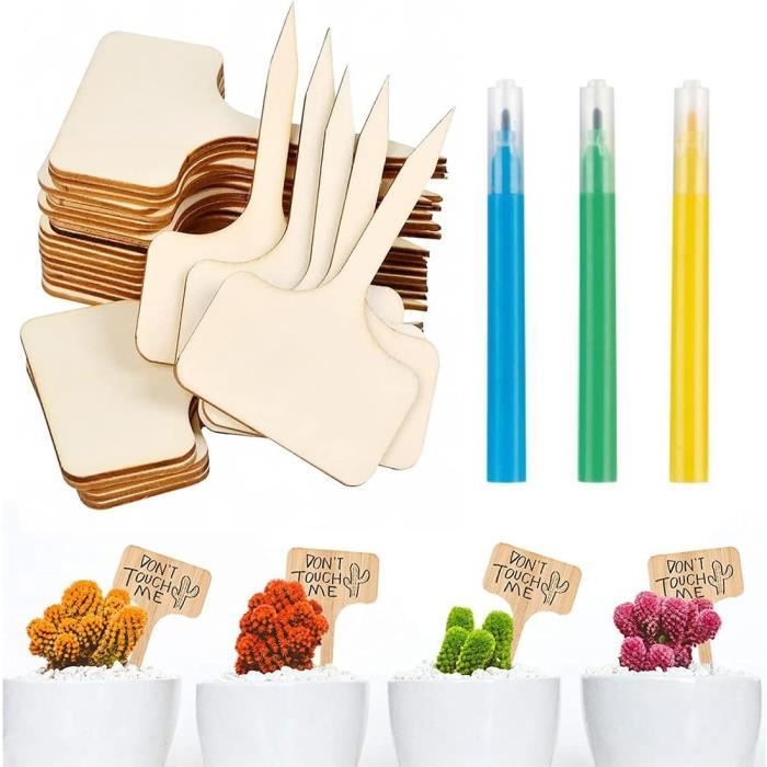 60 étiquettes Jardin En Bois 10x6 Cm + Crayon Double Mine - Pour Potager, Semis, Herbes Aromatiques, Réutilisables