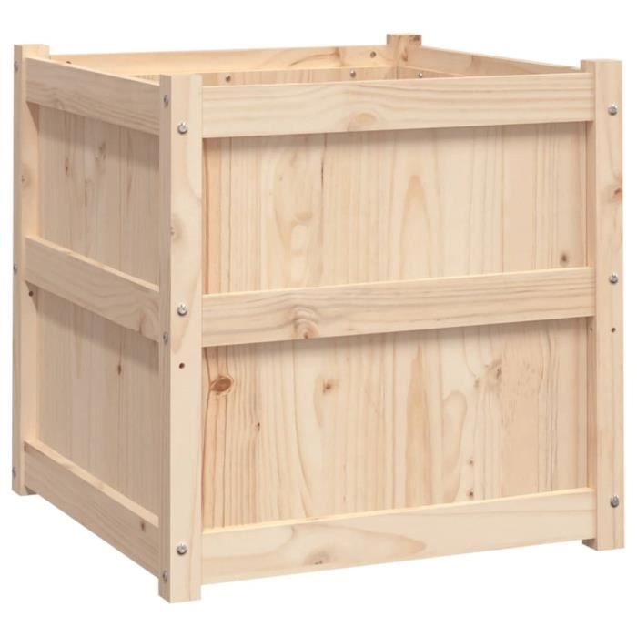 Jardinière dextérieur en bois de pin massif - Maison - 60x60x60 cm - Carré - Brun - Marron