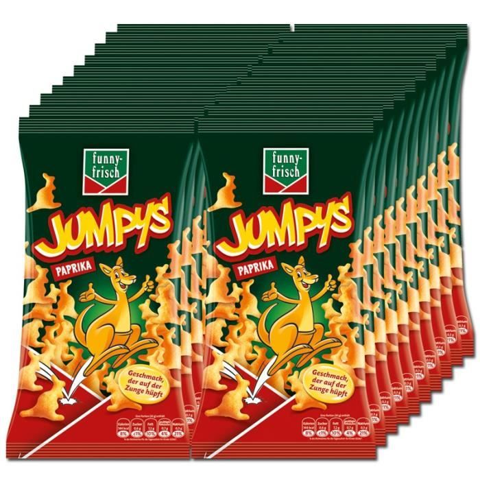 Funny Frisch Jumpys Paprika, chips, chips au poivre, 20 sachets de 75
