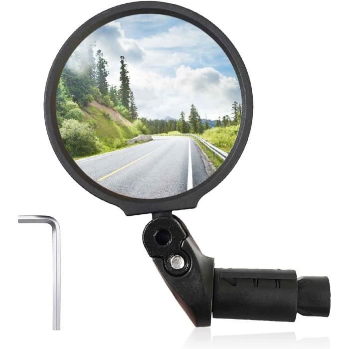 Rétroviseur Gauche Pour Vélo Et VAE - Verre Véritable Convexe HD, Réglable, Résistant Aux Chocs, Guidon 21-23mm