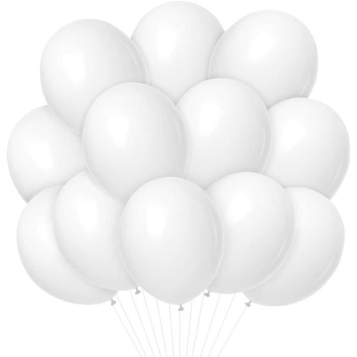 100 Ballons Blancs Nacrés 30cm - Baudruche Latex Pour Hélium Ou Air - Mariage, Anniversaire
