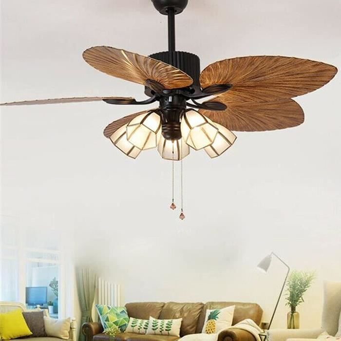 72220 Ventilateur De Plafond D'intérieur à Cinq Pales Et Une Lampe Bendan De 132 Cm, Finition Chrome Satiné Avec Verre Opale Dépoli