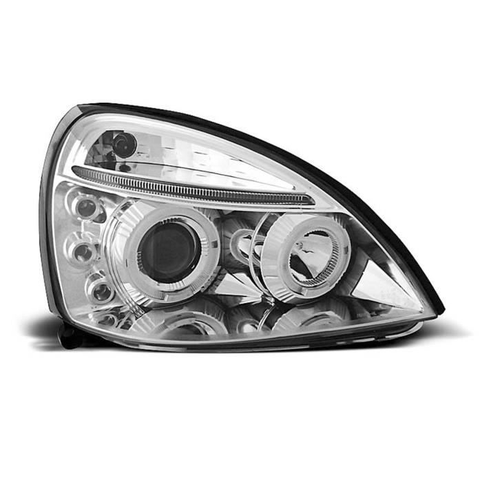 Paire de feux phares Renault Clio 2 01-05 angel eyes chrome
