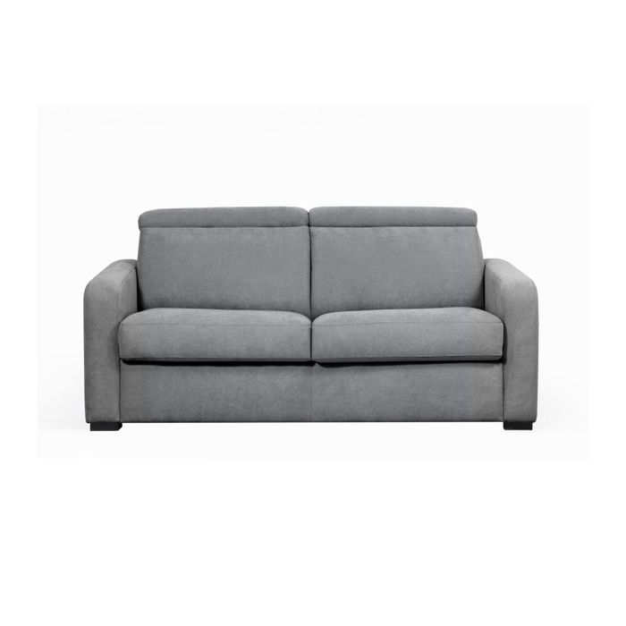LOUNGITUDE Canap&eacute; CAROLE convertible 3 places couchage quotidien 140x190cm en tissu - Gris clair