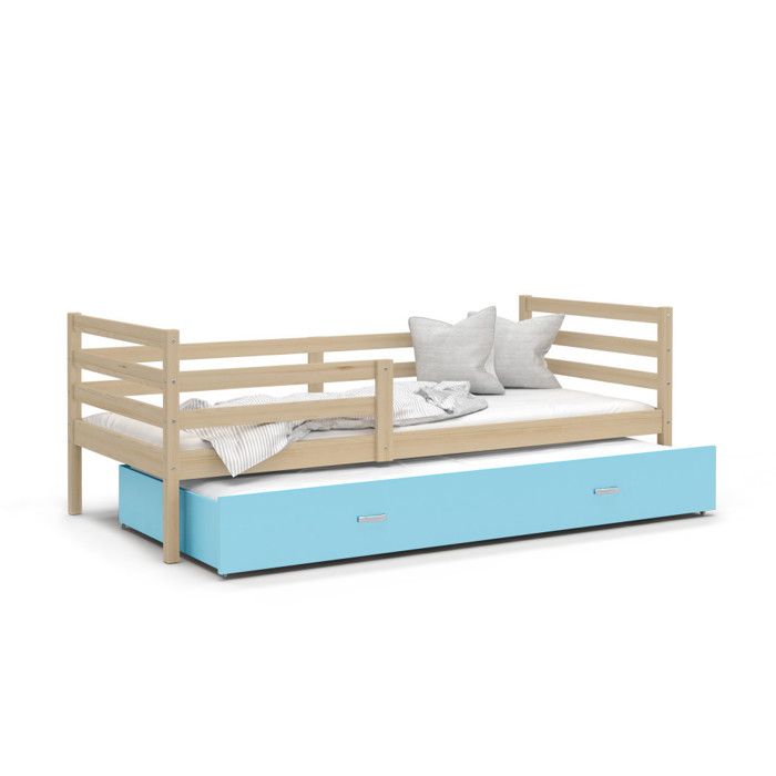 Lit Gigogne Milo 90x190 matelas inclus Pin - bleu Lit Gigogne Milo 90x190 matelas inclus Pin - bleu