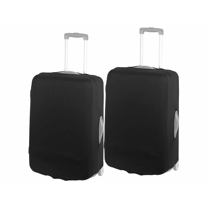 Kocusu Housse Protection Valise Élastique Noire 3XL - Lavable Avec Poches Et Double Ouverture