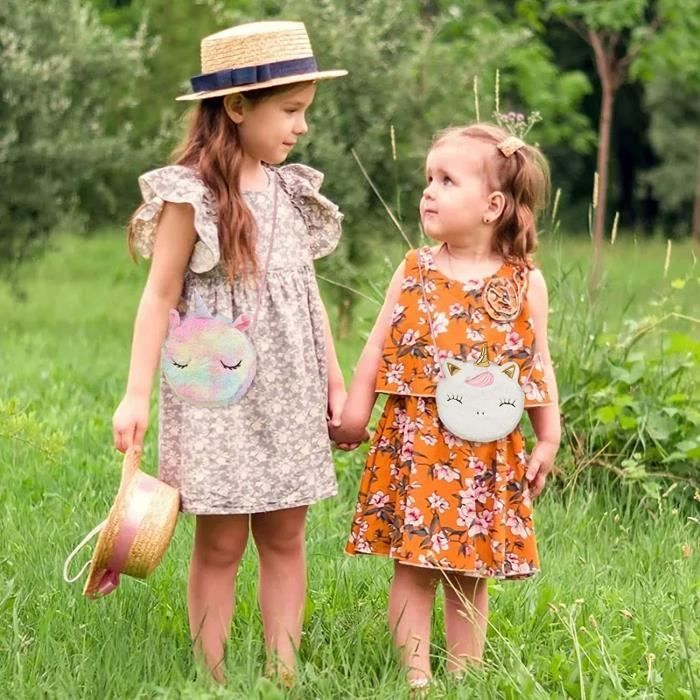 2 Pcs Petit Sac à Bandoulière pour Filles, Licorne Bandoulière Sac a Main  Petite Fille Mignonnes Épaule Brillant Sac à Main