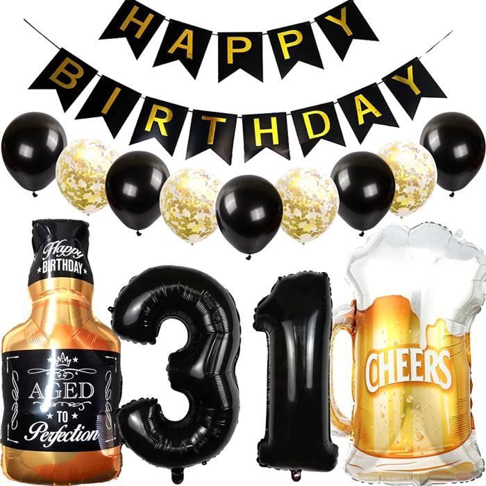 Kit De Décoration Anniversaire 31 Ans – Ballons Or Et Rose Avec Guirlande Happy Birthday – Pour Homme Et Femme