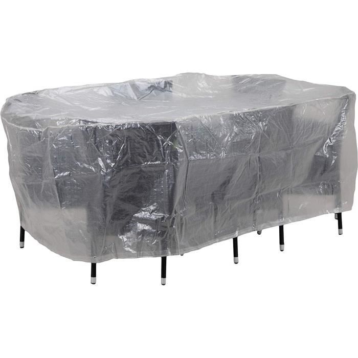 Housse de protection pour table ovale et chaises de jardin 230 cm - beo - Gris - Adulte