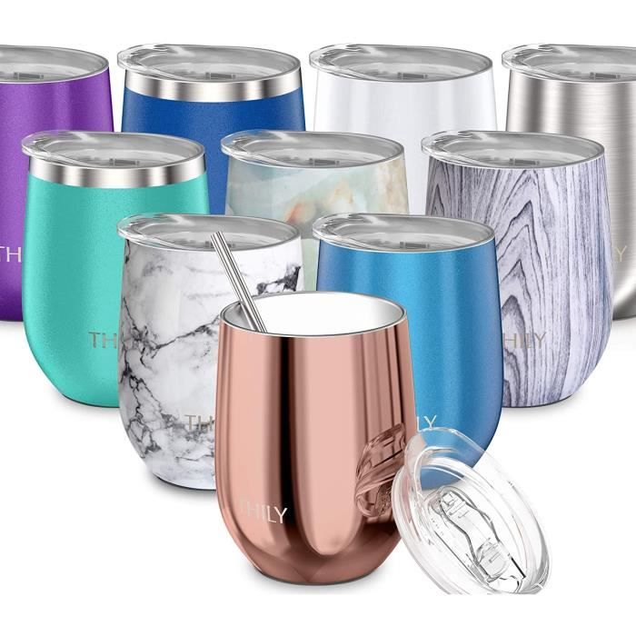 Verre a vin isotherme avec couvercle