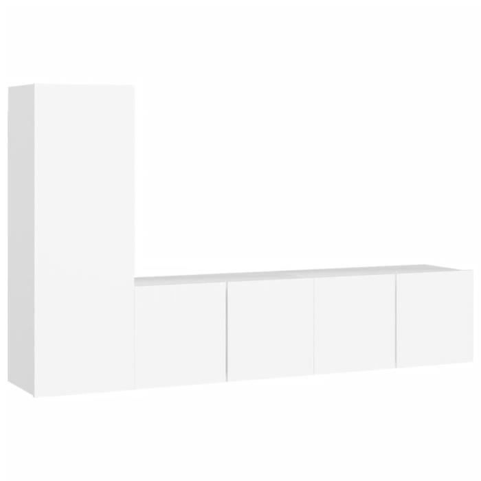 BONNE Ensemble de Armoire TV ,Meuble TV ,Table TV TOP 3 pcs Blanc Aggloméré 910337