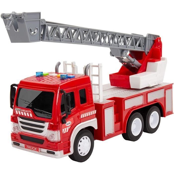 Camion de Pompier Enfant, Jouet Enfant Camion Pompier avec Échelle