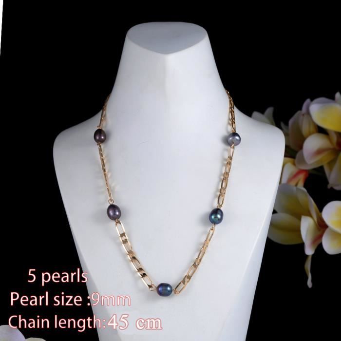 Collier De Chaîne Avec Perles D'eau Douce - 45 Cm, Style BR001, Neuf Sans Emballage