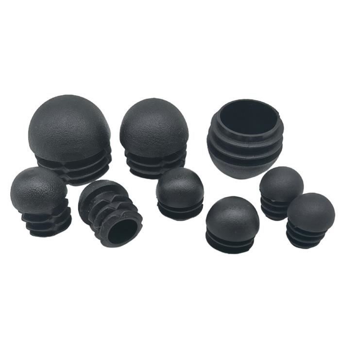 2 Embouts Bouchons Ailette PVC + 2 Pieds Réglables - Pour Tube Rond 25mm M8 - Neuf - Marque Essentra