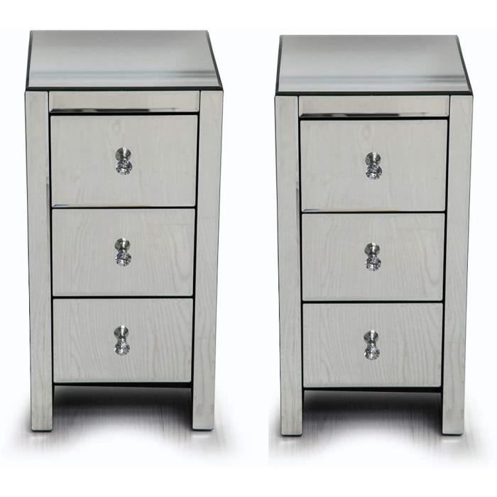Console Entree Alightup Table De Chevet Miroir, Table De Nuit Avec 3 Tiroirs, Table D Coiffeuse Sans Miroir