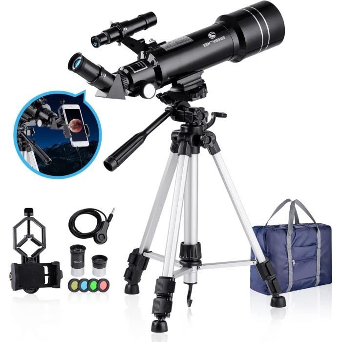 Holshop Télescope Astronomique Adulte Enfants Débutants, Réfracteur Portable HD 70mm, avec Trépied Réglable, 20X-30X-40X Magnification