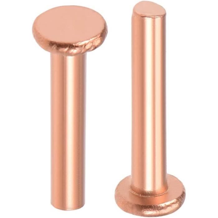 50 Rivets En Cuivre Tête Ronde – 1/8 X 25/32 – Pour Fixations Solides En Bricolage Ou Réparation