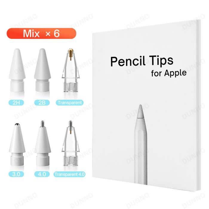 Stylet,Pour Apple Pencil pointe de dessin 2B & HB & pointe fine & pointe  transparente pour Apple Pencil 1ère 2ème - 6 Pcs Mix[D]