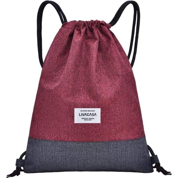 LIVACASA 13L Sac à Cordon Large de Yoga Impermeable en Oxford Sac de Gym à Bretelles Étanche Pliable Sac à Dos à Cordon pour Sport Ecole Natation Piscine Plage Camping Voyage 