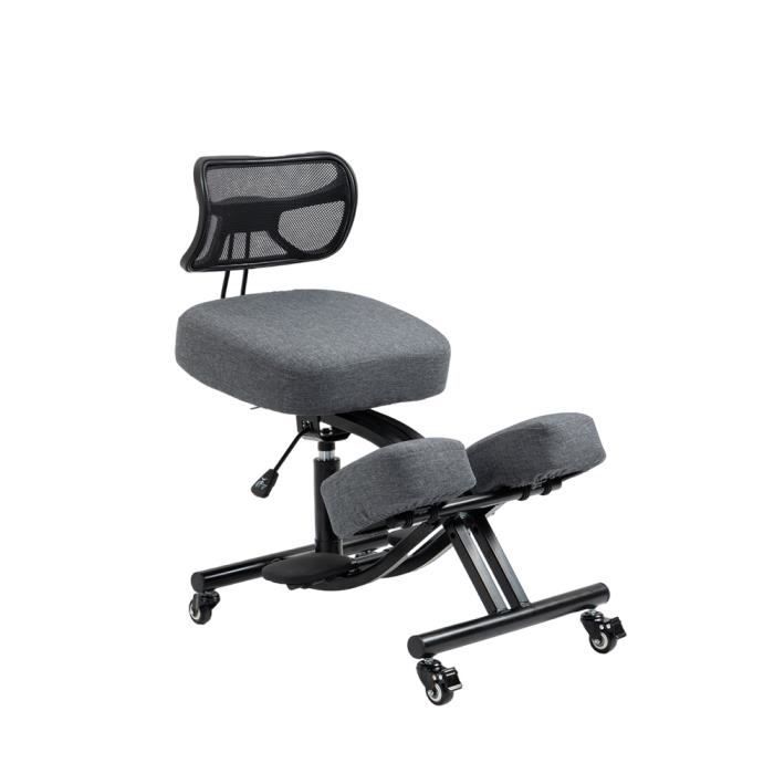 black point chaise ergonomique à genoux o'kneel pour la maison et le bureau - housse grise