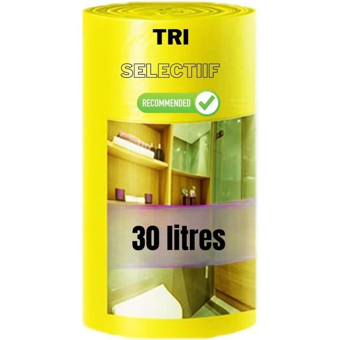 Sac Poubelle Jaune 30 Litres | Tri S?�lectif | Carton De 100 Sacs (4 Rouleaux De 25 Sacs) | Haute 