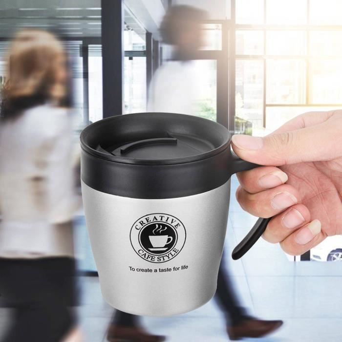 Tasse à Café Isolée Acier Inoxydable 120ml Avec Soucoupe Et Cuillère - Ensemble Élégant