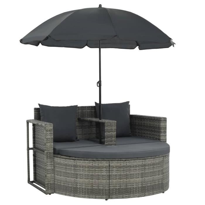 Canap De Jardin 2 Places Avec Coussins Et Parasol Gris canap-de-jardin-2-places-avec-coussins-et-parasol-gris