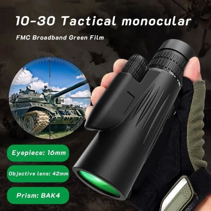 Weishuo Télescope Monoculaire 10-30X50 HD BAK4 - Étanche Avec Trépied Et Support Téléphone Pour Observation