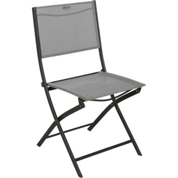 Chaise pliante - HESPERIDE - Modula - Design - Noir et gris clair - Acier traité époxy - Texaline