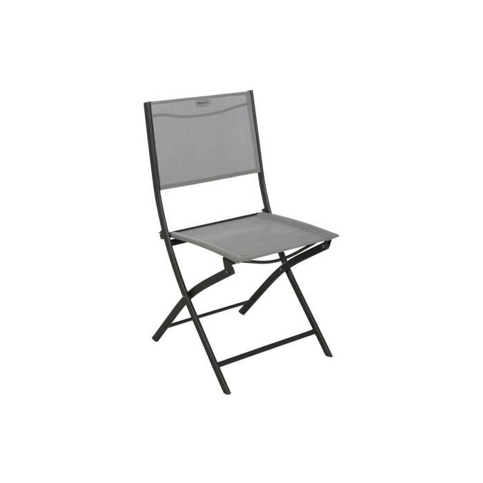 Lot de 4 chaises de jardin pliantes Modula galet & graphite acier traité époxy - Hespéride