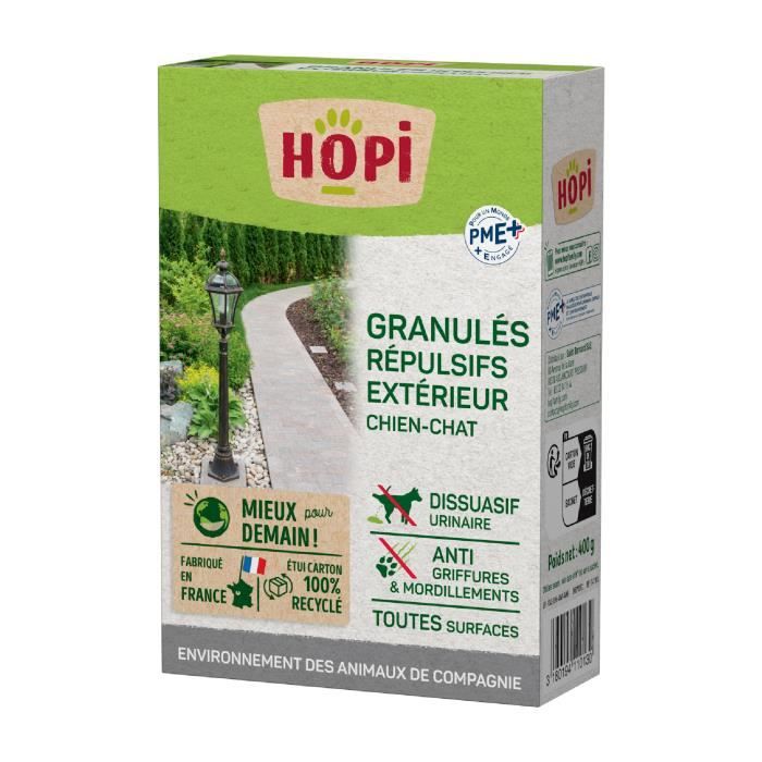 Comparer les prix de HOPI Repulsif Chat et Chien Extérieur 2x200gr - Favorise l éducation Chiot et Chaton - Tous types de supports - Fabriqué en France