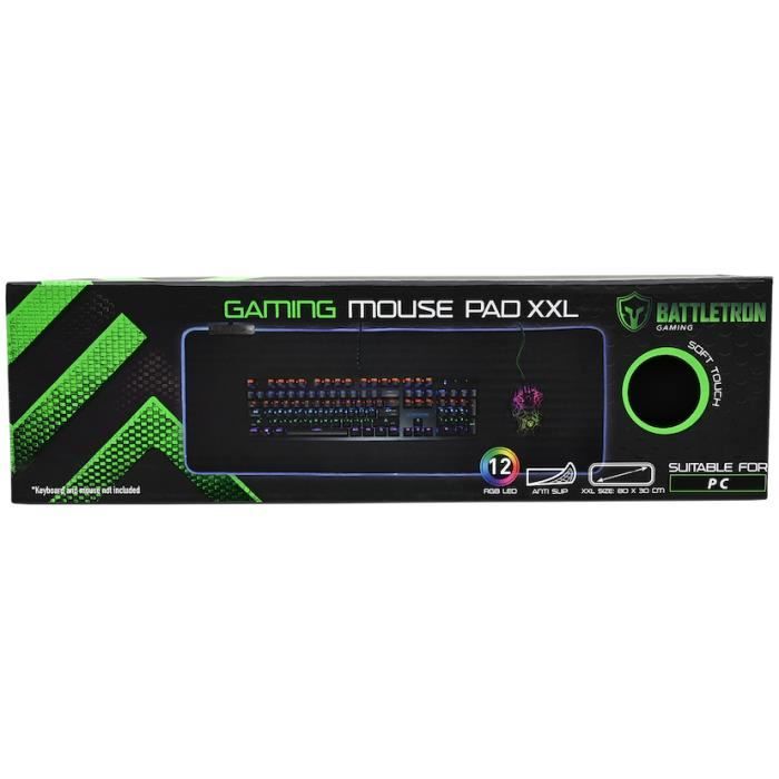 Tapis de souris XXL Battletron 80 x 30 cm - LED 12 couleurs