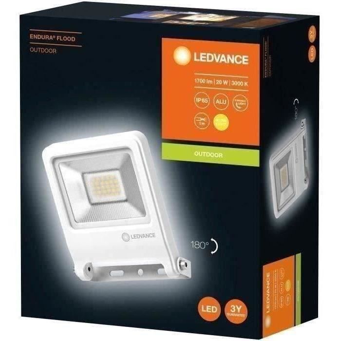 LEDVANCE Projecteur extérieur LED - 20 W - 1600 lm - IP65 - Aluminium - Blanc