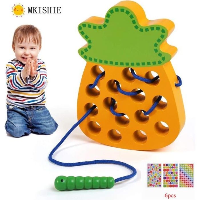 Lacage Jouet En Bois Montessori Activite Bois Ananas Jouet Bois Bloc Puzzles Cadeau Educatif Pour 2 3 Ans Les Bebe Toy De Voyage Cdiscount Jeux Jouets