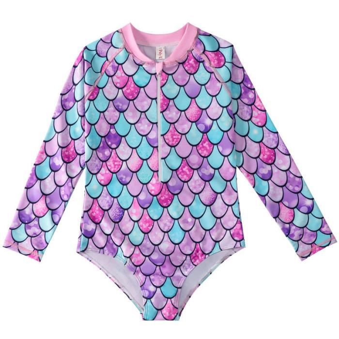 Costume De Sirène Pour Fille – Haut + Bas + Jupe à Rabat, Polyester/spandex, Pour Déguisement Ou Plage
