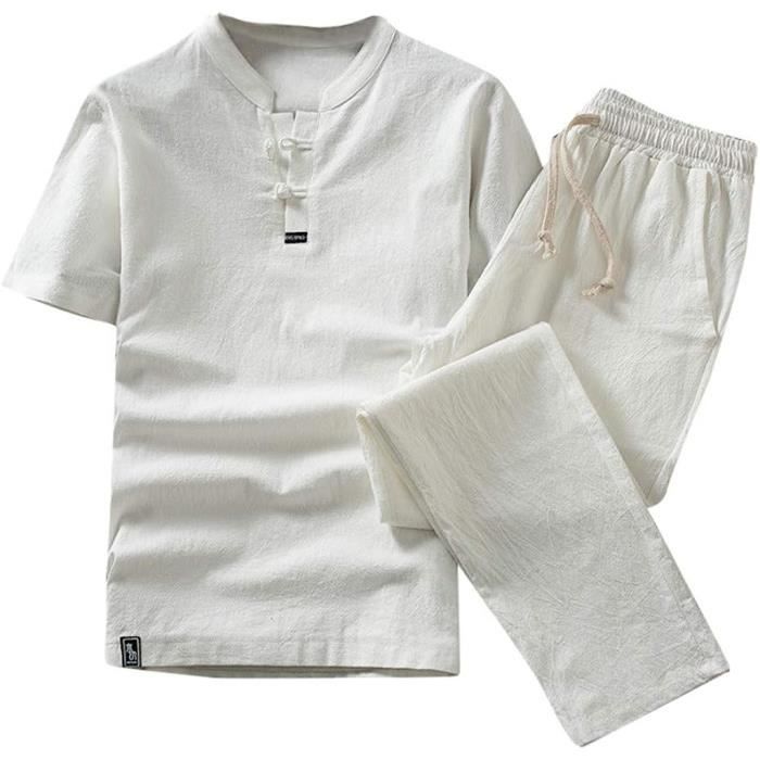 Tenues De Sport Ensemble T-shirt Homme Manches Courtes Col Rond Et Short De Plage Type Droite Vu00eatement U00c9tu00e9 Vert Ensemble Sport Homme