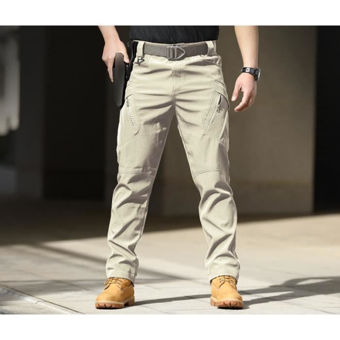 Pantalon Cargo Élastique Imperméable À Poches Multiples Pour Homme