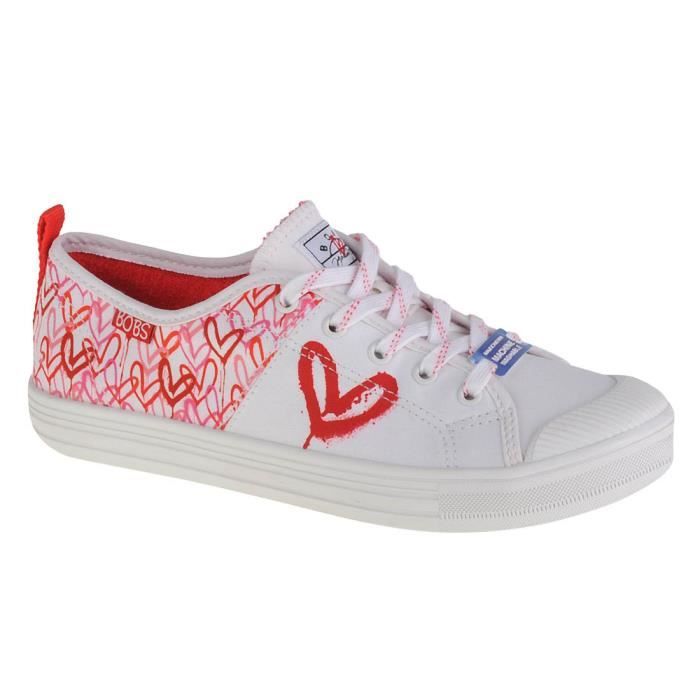 Skechers Sneakers Femme Skechers Bobs B Cool-All Corazon 113952-WRPK - Blanc - Lacets - Plat