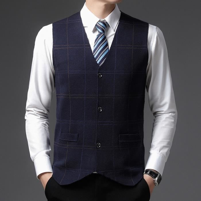 Gilet Homme Sans Manches Col V - Gilet De Costume élégant Pour Mariage Ou Bureau