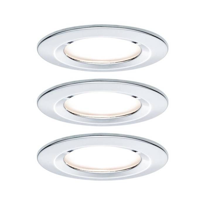Spots x3 led encastrables fixes nova en m&eacute;tal chrome