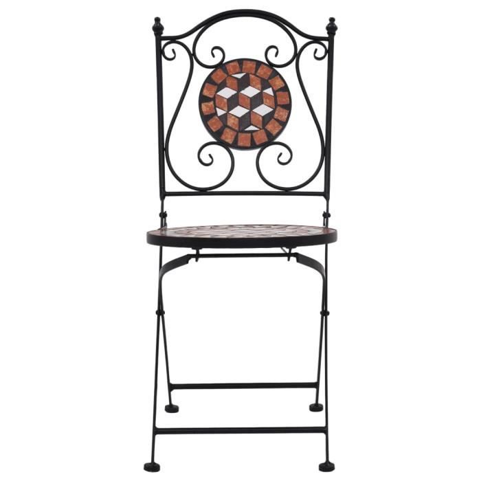 lex chaises de bistrot mosaïque 2 pcs marron céramique - qqmora - ovn50064