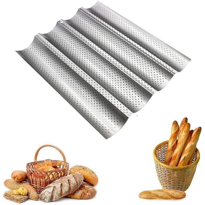 Moule à baguette en silicone antiadhésif Plateau à croustiller, moule à  pain, pain français, gressin et petits pains avec brosse en silicone GRIS 
